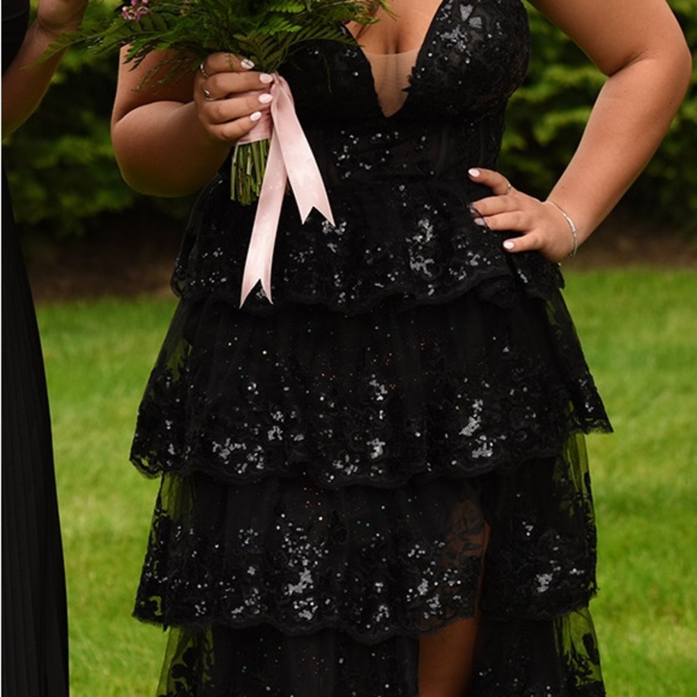 Elegant Black Sequin Gown/Prom Dress